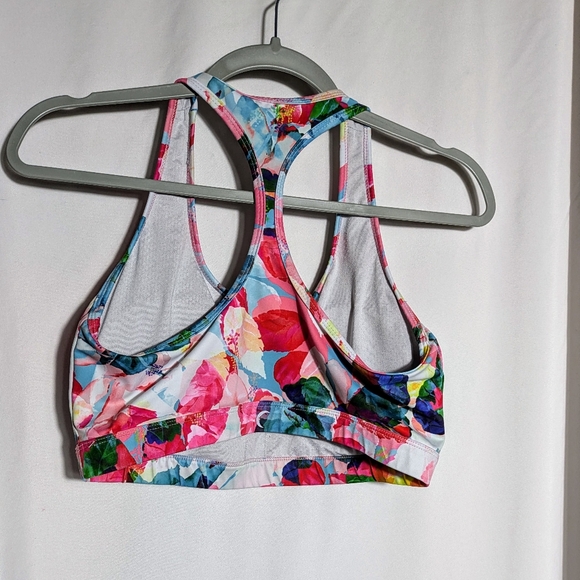 EUC ZYIA pink/blue/green floral racerback removable pads sports bra | Size XL - Picture 3 of 6